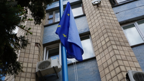 В Дружковке подняли флаг Евросоюза (фото, видео)