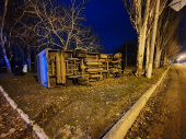 В Дружковке перевернулся автобус с пассажирами