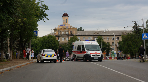 В центре Дружковки в ДТП пострадал мотоциклист (фото, видео)