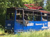 В Дружковке сгорел трамвай